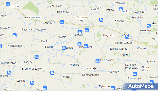 mapa Brzozówek, Brzozówek na mapie Targeo