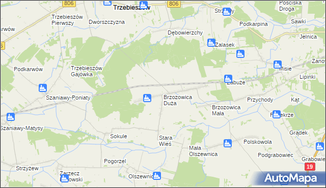 mapa Brzozowica Duża, Brzozowica Duża na mapie Targeo