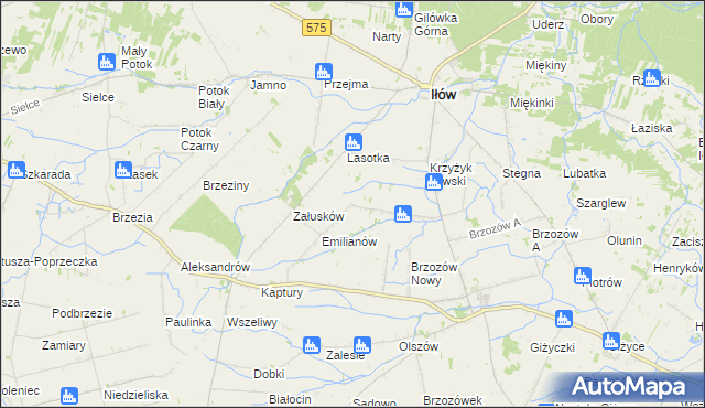mapa Brzozowiec gmina Iłów, Brzozowiec gmina Iłów na mapie Targeo