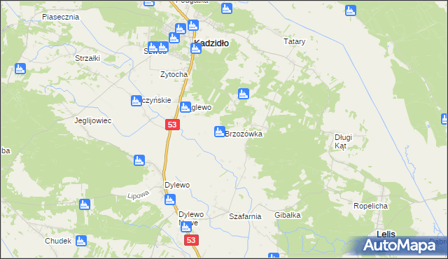 mapa Brzozówka gmina Kadzidło, Brzozówka gmina Kadzidło na mapie Targeo