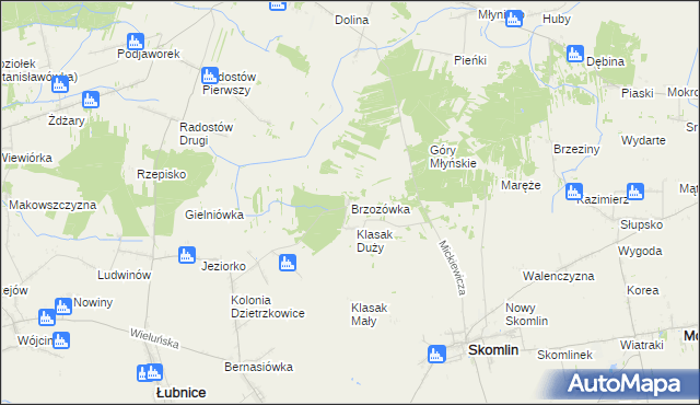 mapa Brzozówka gmina Łubnice, Brzozówka gmina Łubnice na mapie Targeo
