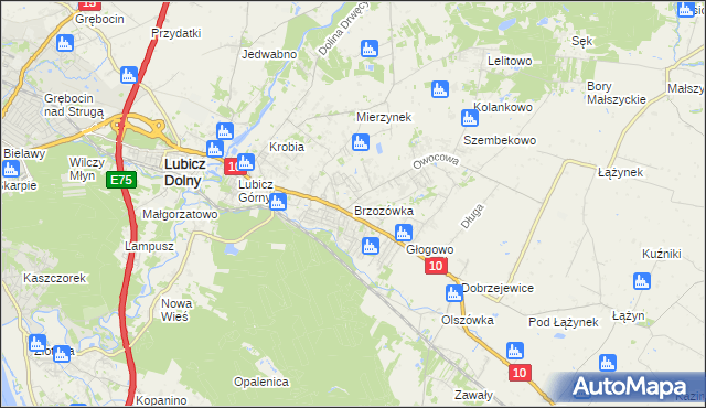 mapa Brzozówka gmina Obrowo, Brzozówka gmina Obrowo na mapie Targeo