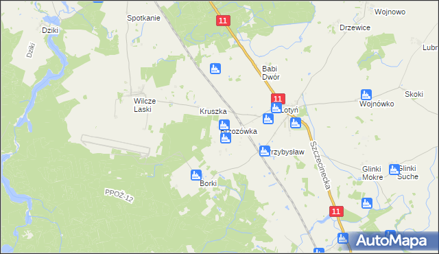 mapa Brzozówka gmina Okonek, Brzozówka gmina Okonek na mapie Targeo