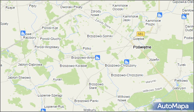 mapa Brzozowo-Chabdy, Brzozowo-Chabdy na mapie Targeo