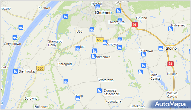 mapa Brzozowo gmina Kijewo Królewskie, Brzozowo gmina Kijewo Królewskie na mapie Targeo