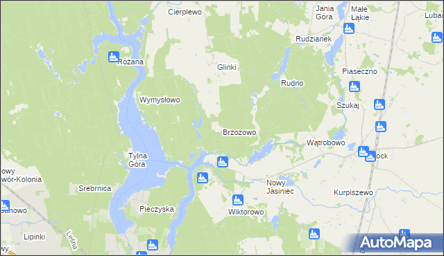 mapa Brzozowo gmina Koronowo, Brzozowo gmina Koronowo na mapie Targeo