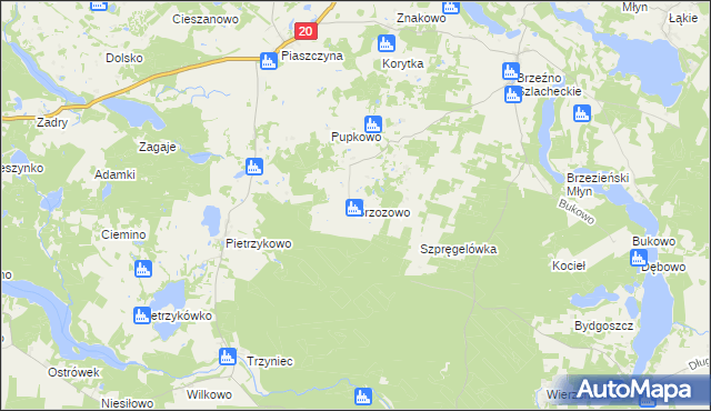 mapa Brzozowo gmina Lipnica, Brzozowo gmina Lipnica na mapie Targeo