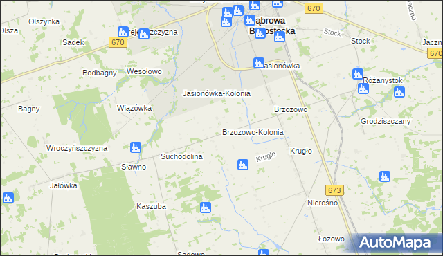 mapa Brzozowo-Kolonia, Brzozowo-Kolonia na mapie Targeo