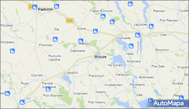 mapa Brzuze, Brzuze na mapie Targeo