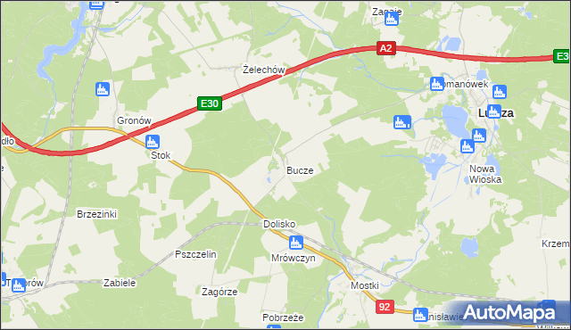 mapa Bucze gmina Lubrza, Bucze gmina Lubrza na mapie Targeo