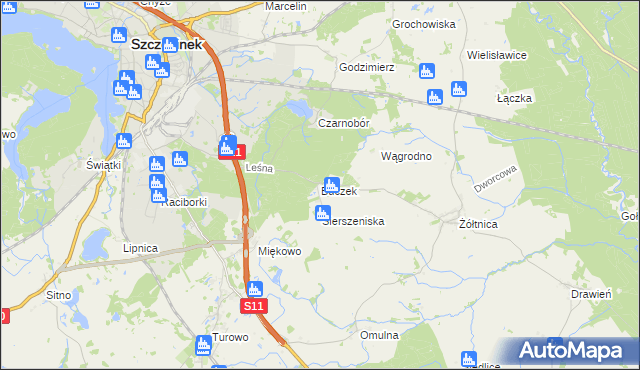 mapa Buczek gmina Szczecinek, Buczek gmina Szczecinek na mapie Targeo