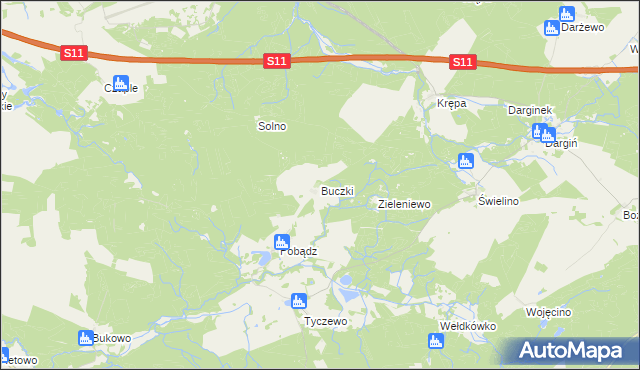 mapa Buczki gmina Tychowo, Buczki gmina Tychowo na mapie Targeo