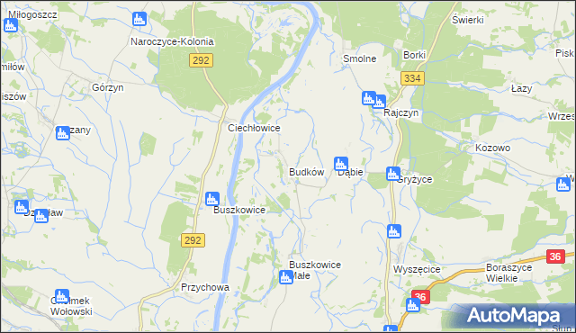 mapa Budków gmina Wińsko, Budków gmina Wińsko na mapie Targeo