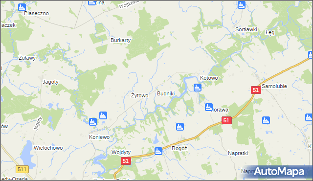 mapa Budniki, Budniki na mapie Targeo