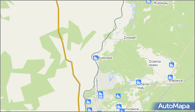 mapa Budoradz, Budoradz na mapie Targeo