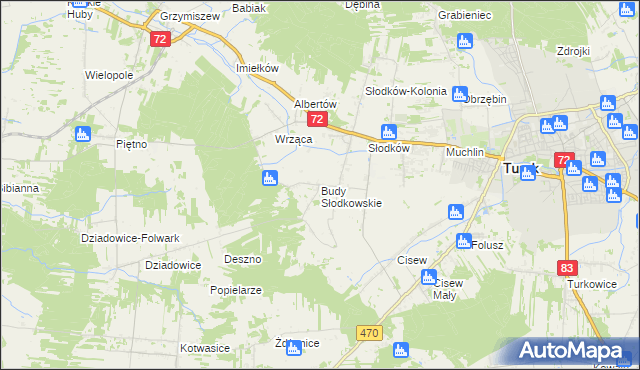 mapa Budy Słodkowskie, Budy Słodkowskie na mapie Targeo