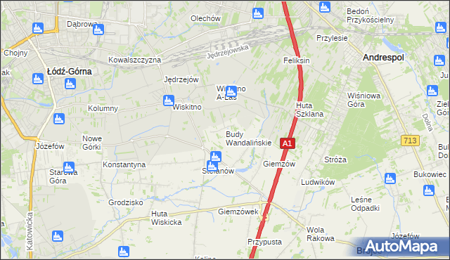 mapa Budy Wandalińskie, Budy Wandalińskie na mapie Targeo