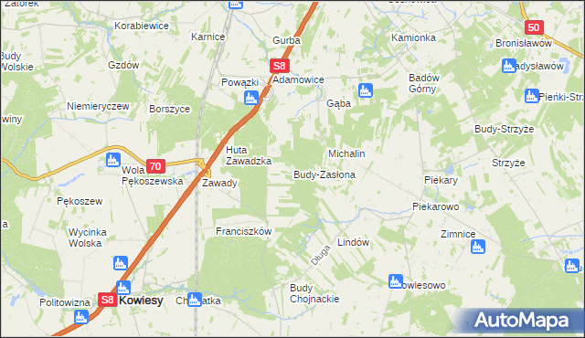 mapa Budy-Zasłona, Budy-Zasłona na mapie Targeo