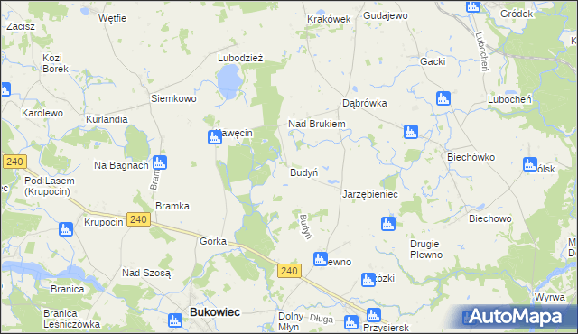 mapa Budyń, Budyń na mapie Targeo