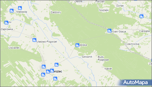 mapa Budziska gmina Jednorożec, Budziska gmina Jednorożec na mapie Targeo