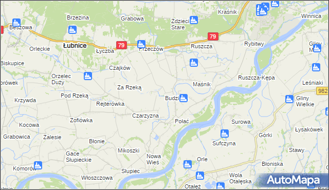 mapa Budziska gmina Łubnice, Budziska gmina Łubnice na mapie Targeo