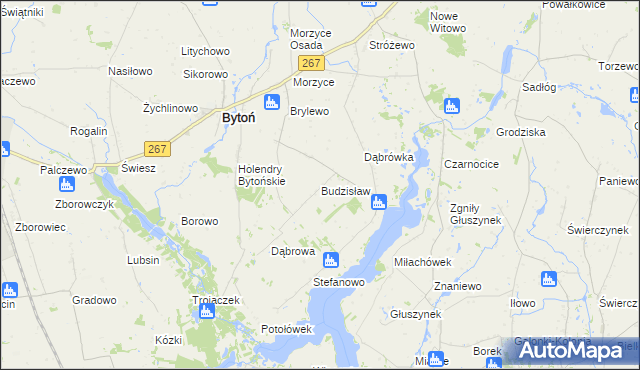 mapa Budzisław gmina Bytoń, Budzisław gmina Bytoń na mapie Targeo