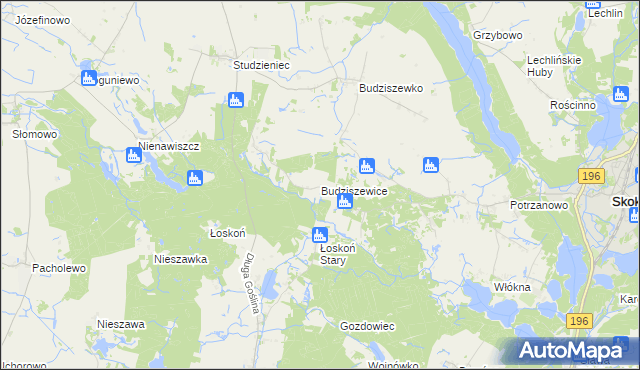 mapa Budziszewice gmina Skoki, Budziszewice gmina Skoki na mapie Targeo