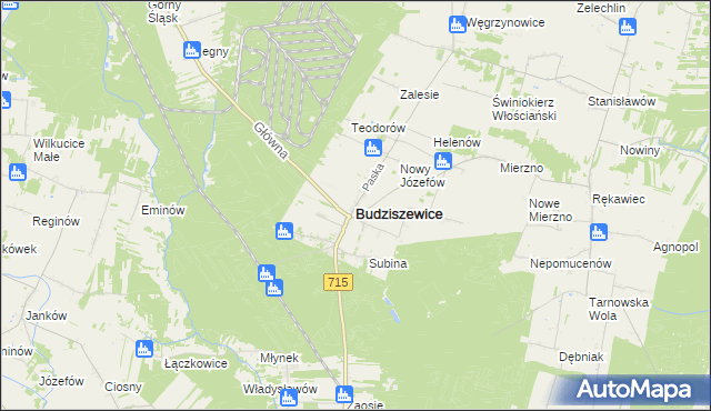 mapa Budziszewice powiat tomaszowski, Budziszewice powiat tomaszowski na mapie Targeo