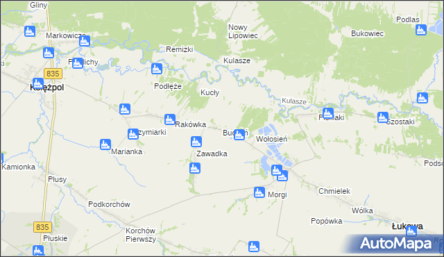 mapa Budzyń gmina Księżpol, Budzyń gmina Księżpol na mapie Targeo