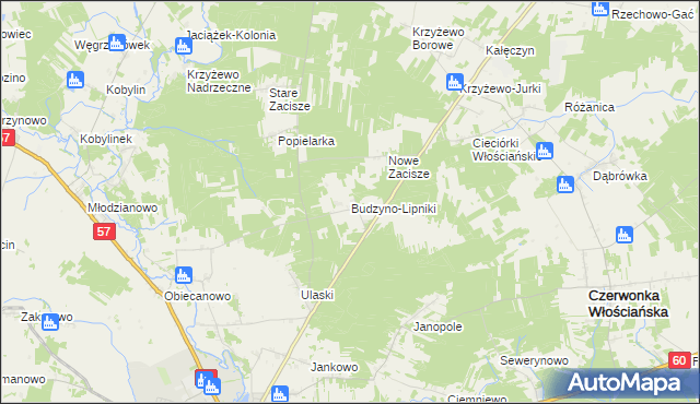 mapa Budzyno-Lipniki, Budzyno-Lipniki na mapie Targeo