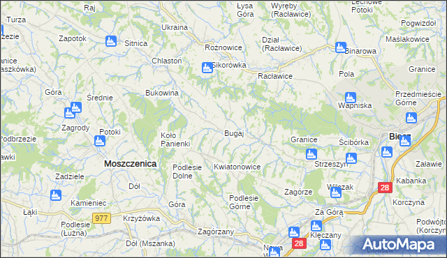 mapa Bugaj gmina Biecz, Bugaj gmina Biecz na mapie Targeo