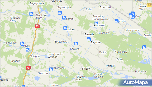 mapa Bugaj gmina Gnojno, Bugaj gmina Gnojno na mapie Targeo