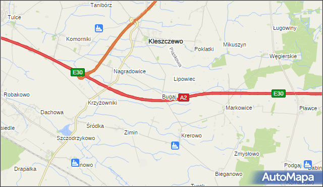 mapa Bugaj gmina Kleszczewo, Bugaj gmina Kleszczewo na mapie Targeo