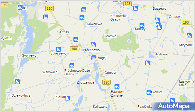 mapa Bugaj gmina Margonin, Bugaj gmina Margonin na mapie Targeo