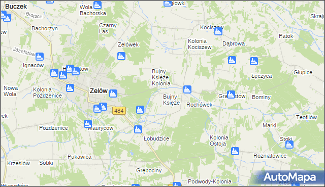 mapa Bujny Księże, Bujny Księże na mapie Targeo