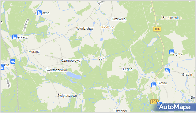 mapa Buk gmina Przybiernów, Buk gmina Przybiernów na mapie Targeo