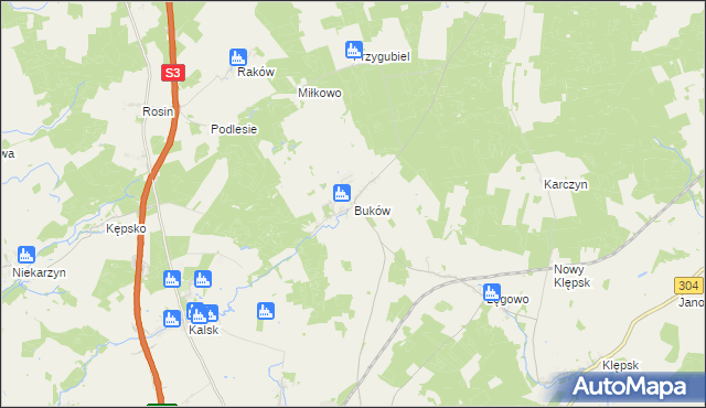 mapa Buków gmina Sulechów, Buków gmina Sulechów na mapie Targeo