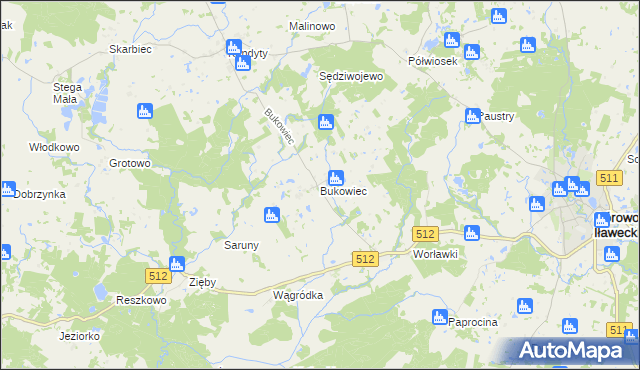 mapa Bukowiec gmina Górowo Iławeckie, Bukowiec gmina Górowo Iławeckie na mapie Targeo