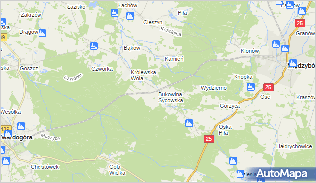 mapa Bukowina Sycowska, Bukowina Sycowska na mapie Targeo