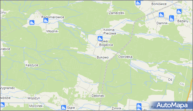 mapa Bukowo gmina Murów, Bukowo gmina Murów na mapie Targeo