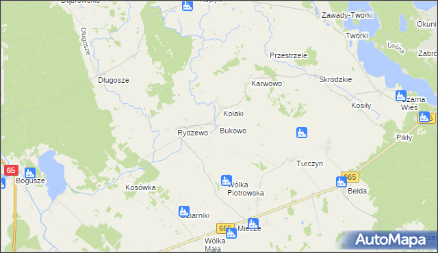 mapa Bukowo gmina Rajgród, Bukowo gmina Rajgród na mapie Targeo