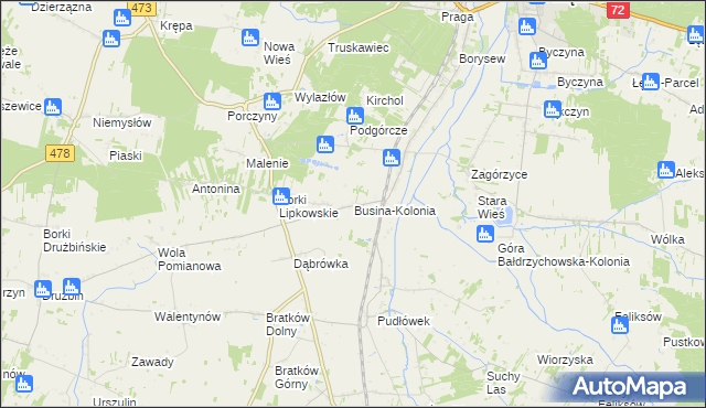 mapa Busina-Kolonia, Busina-Kolonia na mapie Targeo