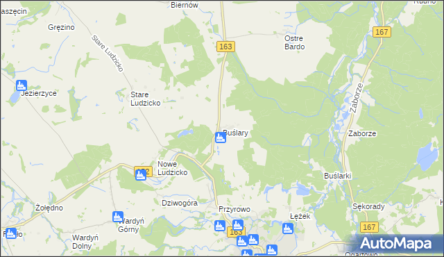 mapa Buślary, Buślary na mapie Targeo