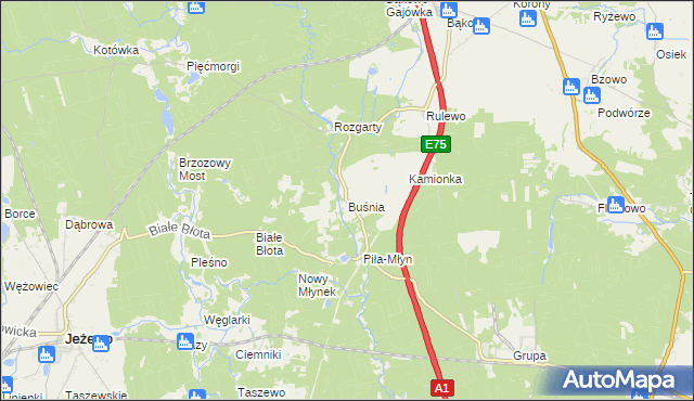 mapa Buśnia, Buśnia na mapie Targeo