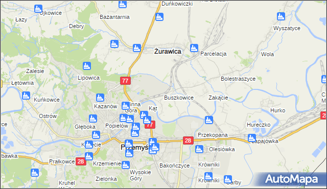 mapa Buszkowice gmina Żurawica, Buszkowice gmina Żurawica na mapie Targeo