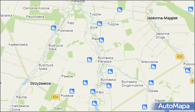 mapa Bychawka Pierwsza, Bychawka Pierwsza na mapie Targeo