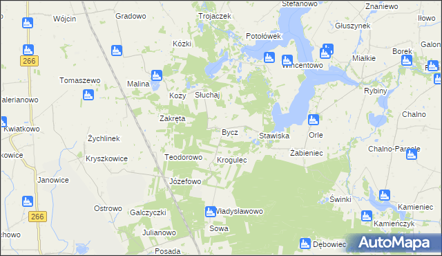 mapa Bycz gmina Piotrków Kujawski, Bycz gmina Piotrków Kujawski na mapie Targeo