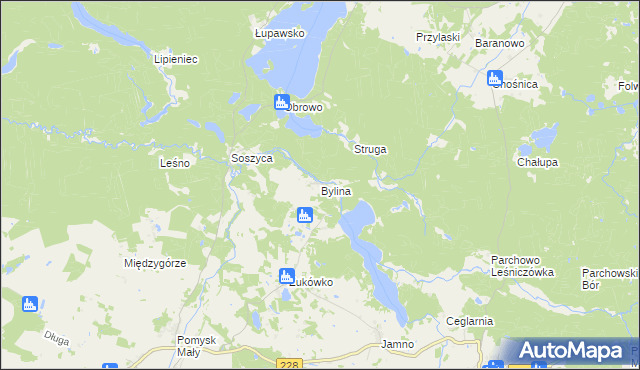 mapa Bylina gmina Parchowo, Bylina gmina Parchowo na mapie Targeo