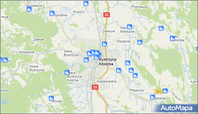 mapa Bystrzyca Kłodzka, Bystrzyca Kłodzka na mapie Targeo
