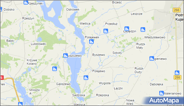 mapa Byszewo gmina Piotrków Kujawski, Byszewo gmina Piotrków Kujawski na mapie Targeo